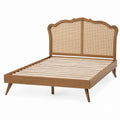 Wood Bed Frame with Rattan Headboard 153cm x 203cm