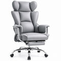 Reclining Office Chair PU Leather Chrome Steel Grey with Footrest