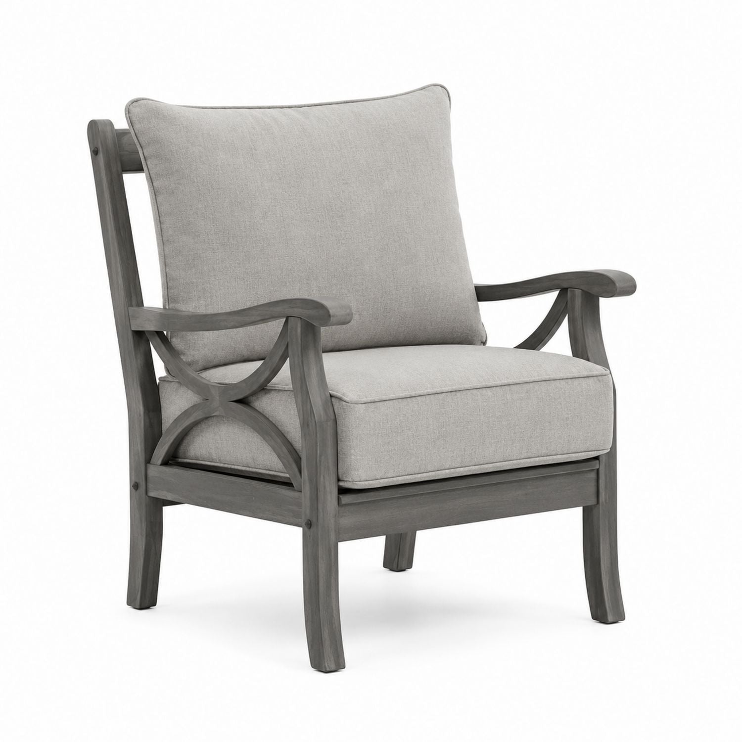 Outdoor Armchair Acacia Wood Frame with Polyester Cushions Light Gray