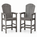 Set of 2 Outdoor Adirondack Chairs High-Density Polyethylene Slate Gray