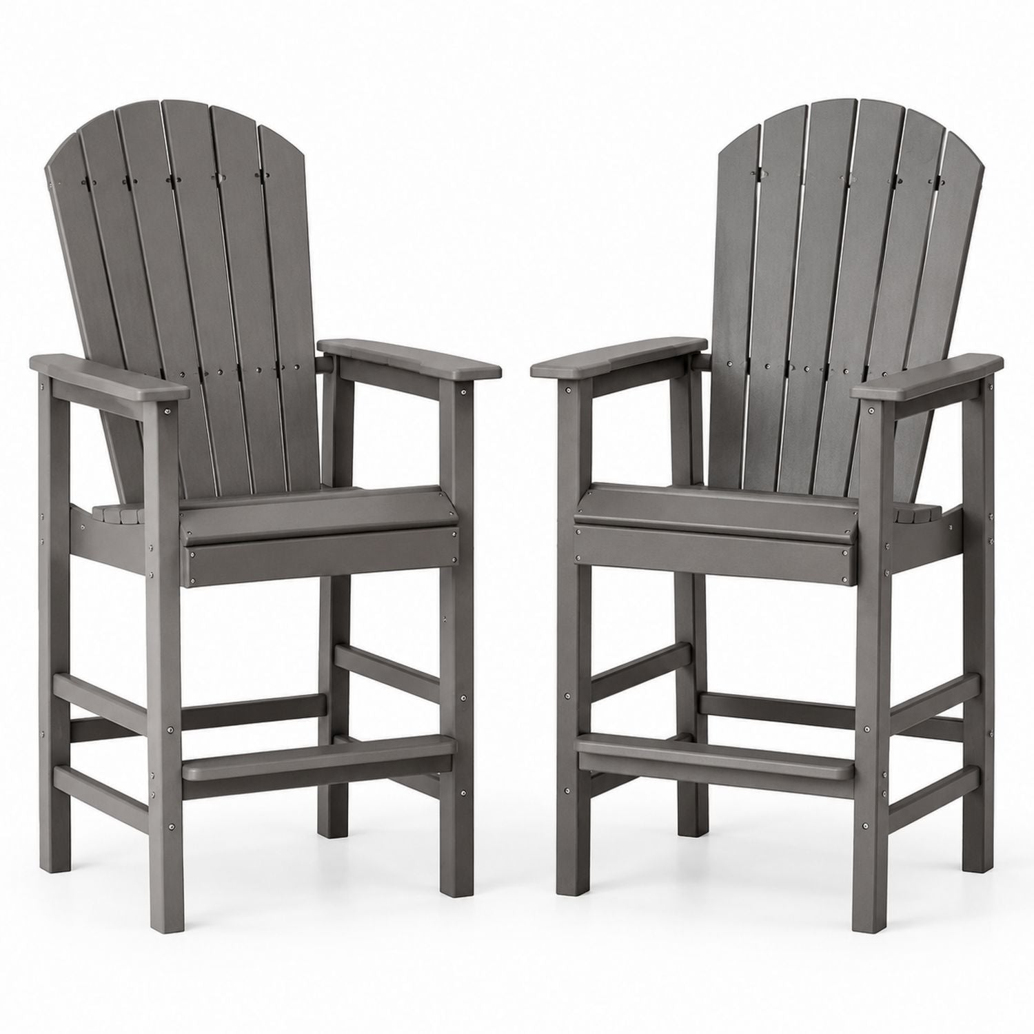 Set of 2 Outdoor Adirondack Chairs High-Density Polyethylene Slate Gray