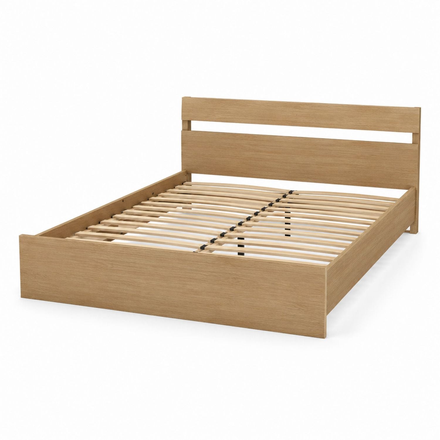 Wood Queen Bed Frame with Slatted Base