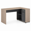 L-Shaped Desk with Shelves and Drawer Wood Black Oak 150cm