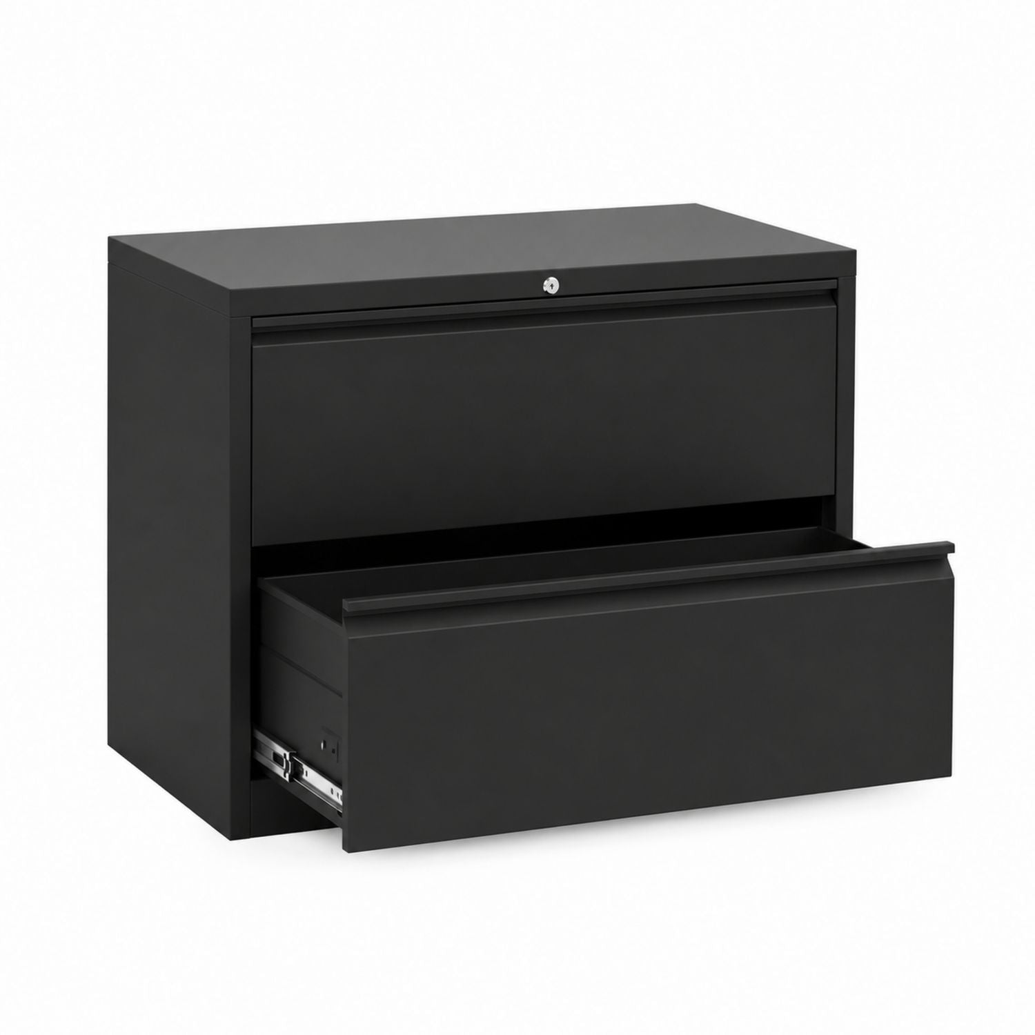 2-Drawer Black Steel File Cabinet with Lock 35.4in Width