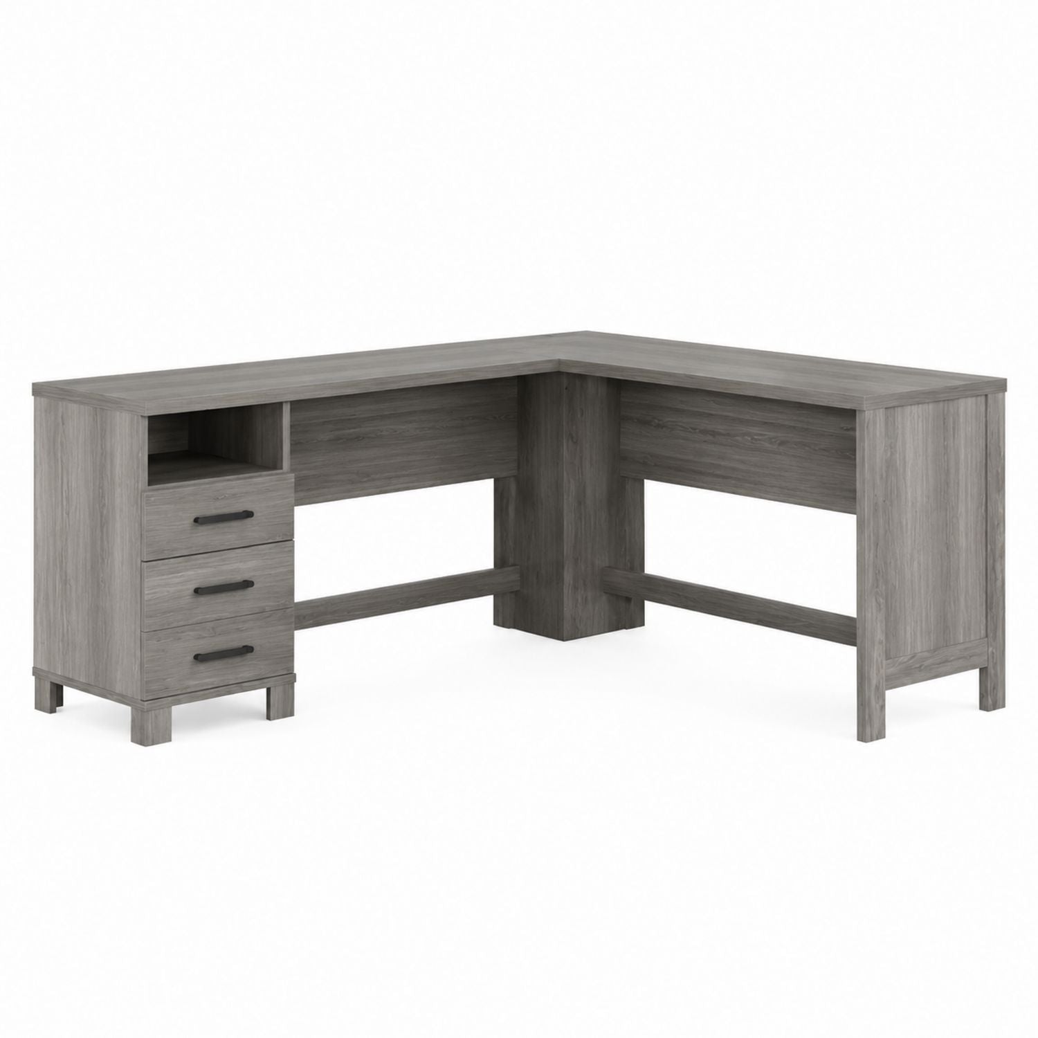 L-Shaped Corner Desk Engineered Wood Gray with Drawers 160x160x75 cm