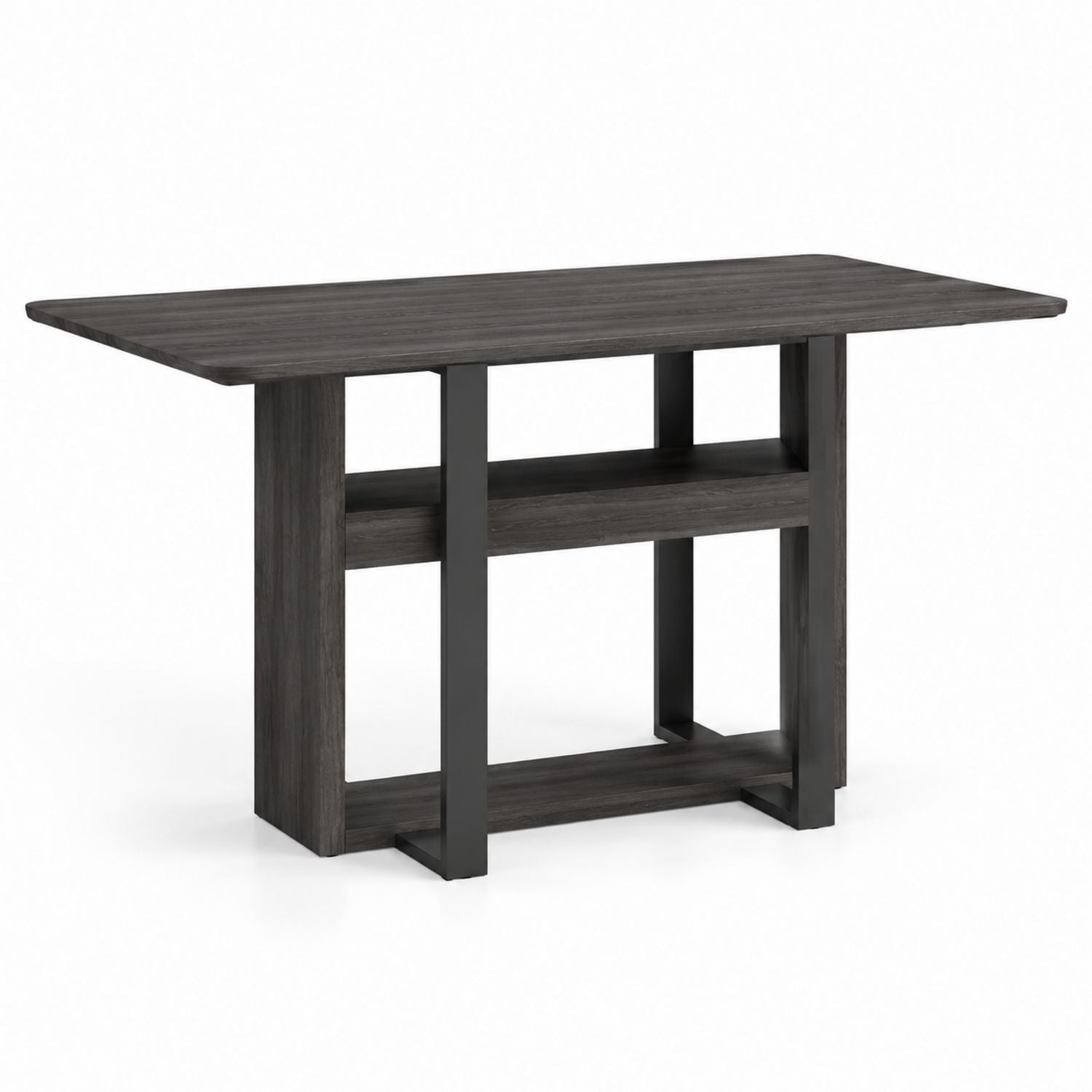 Wood Dining Table with Metal Accents Rectangular 150cm