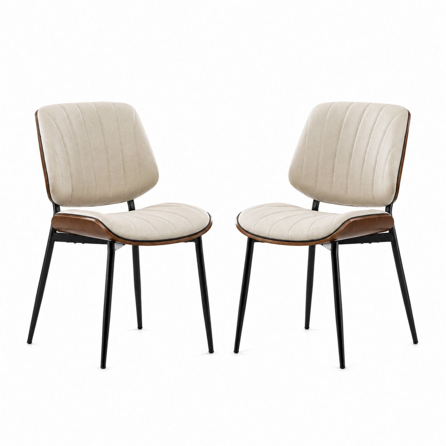 Set of 2 Fabric Dining Chairs with Metal Legs