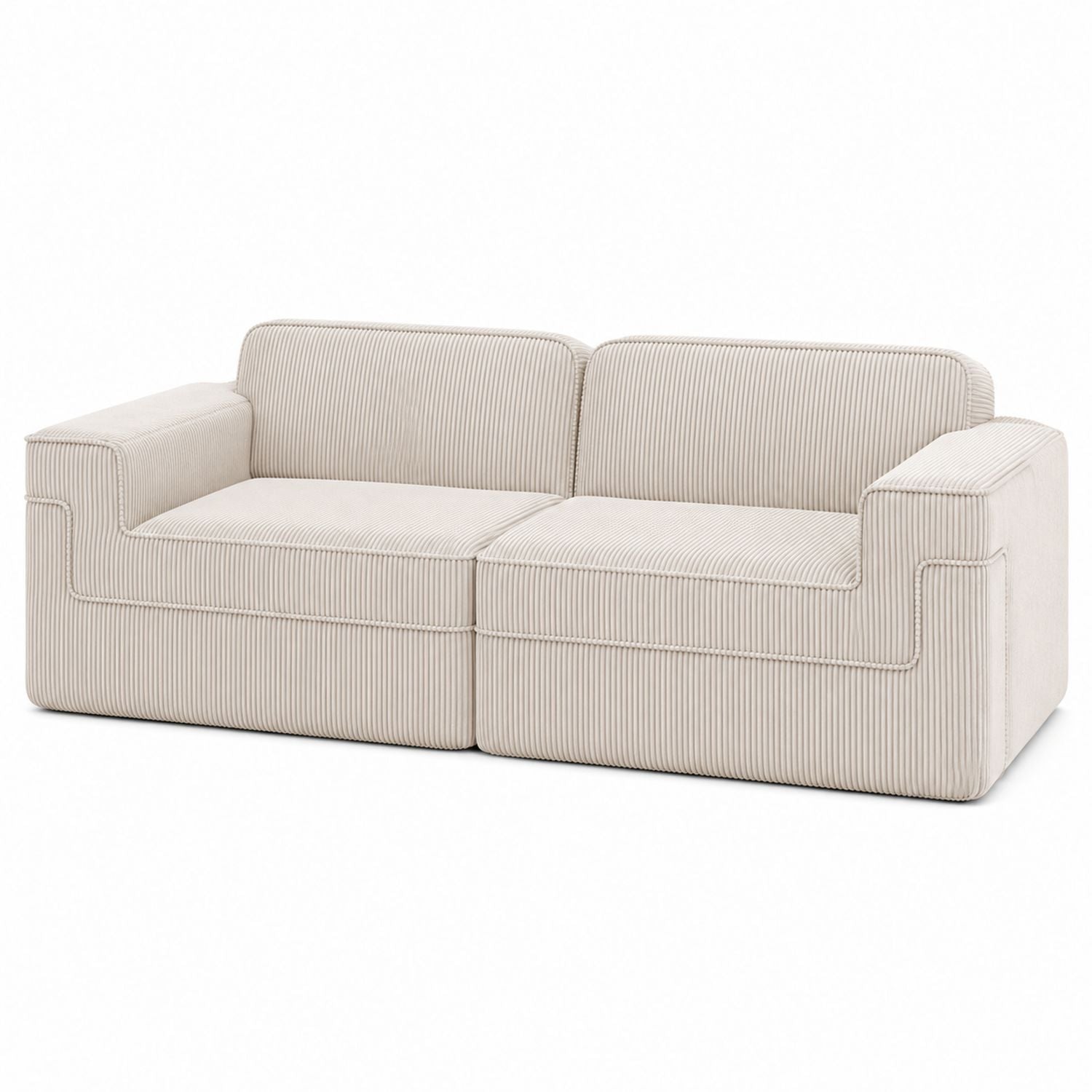 Beige Corduroy Two-Seater Modular Sofa 230cm