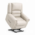 PU Leather Lift Recliner Chair with Nailhead Trim Beige 78cm L x 90cm W x 105cm H