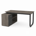 L-Shaped Office Desk with Drawer and Shelves Wood Gray 150cm x 120cm x 75cm