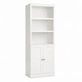 Tall White MDF Bookcase with Cabinet and Shelves 180cm