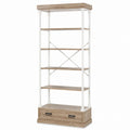 5-Tier Wood and Metal Bookshelf with Drawer 195x90x40cm