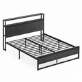 Black Metal Bed Frame with Headboard and Footboard Queen Size