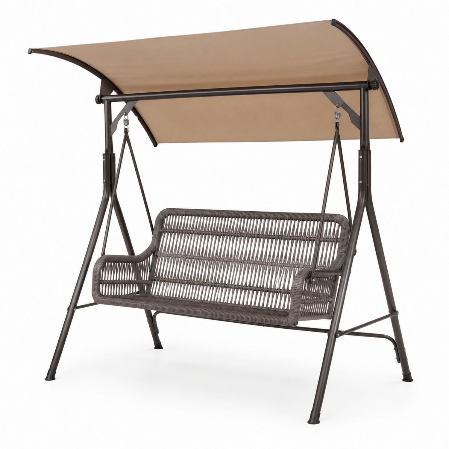 Outdoor Swing Chair with Steel Frame and Rattan Seat