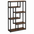Industrial Metal and Wood Bookshelf Geometric Design 5-Tier 175 cm Height