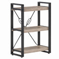 3-Tier Metal and Particleboard Bookshelf Black Oak 80 cm Height