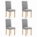 Set of 4 Grey Polyester Dining Chairs with Solid Wood Legs