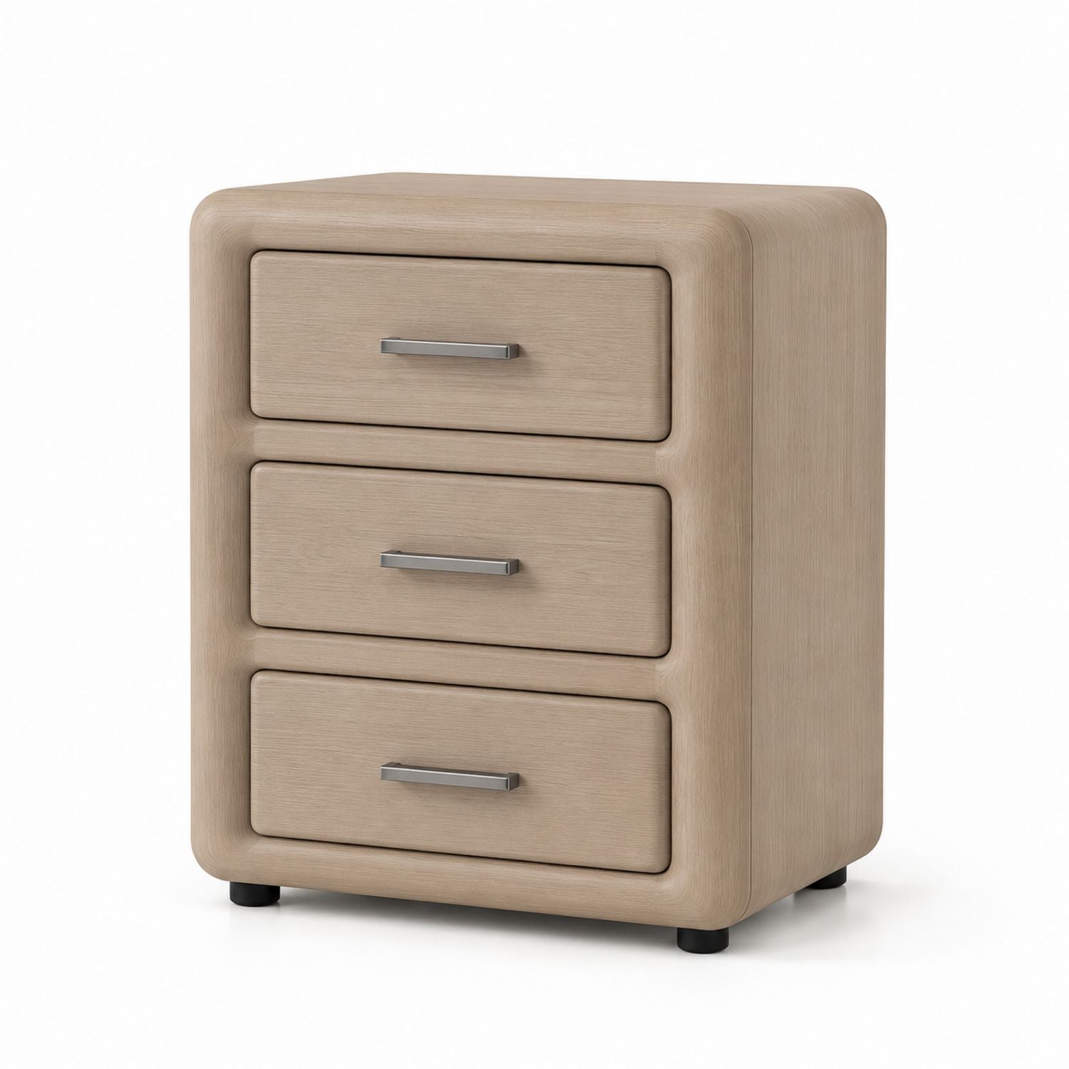 Three-Drawer Oak Nightstand 60cm Beige