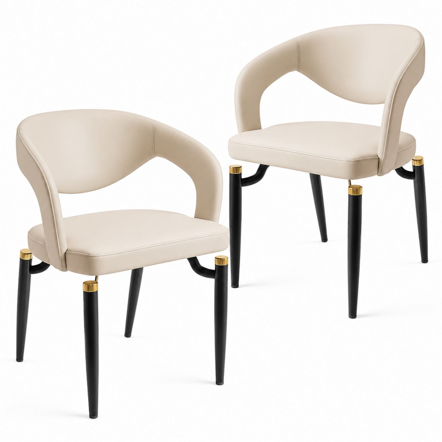 Set of 2 Faux Leather Dining Chairs with Metal Legs