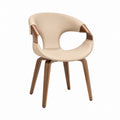 Beige PU Leather Chair with Bentwood Legs