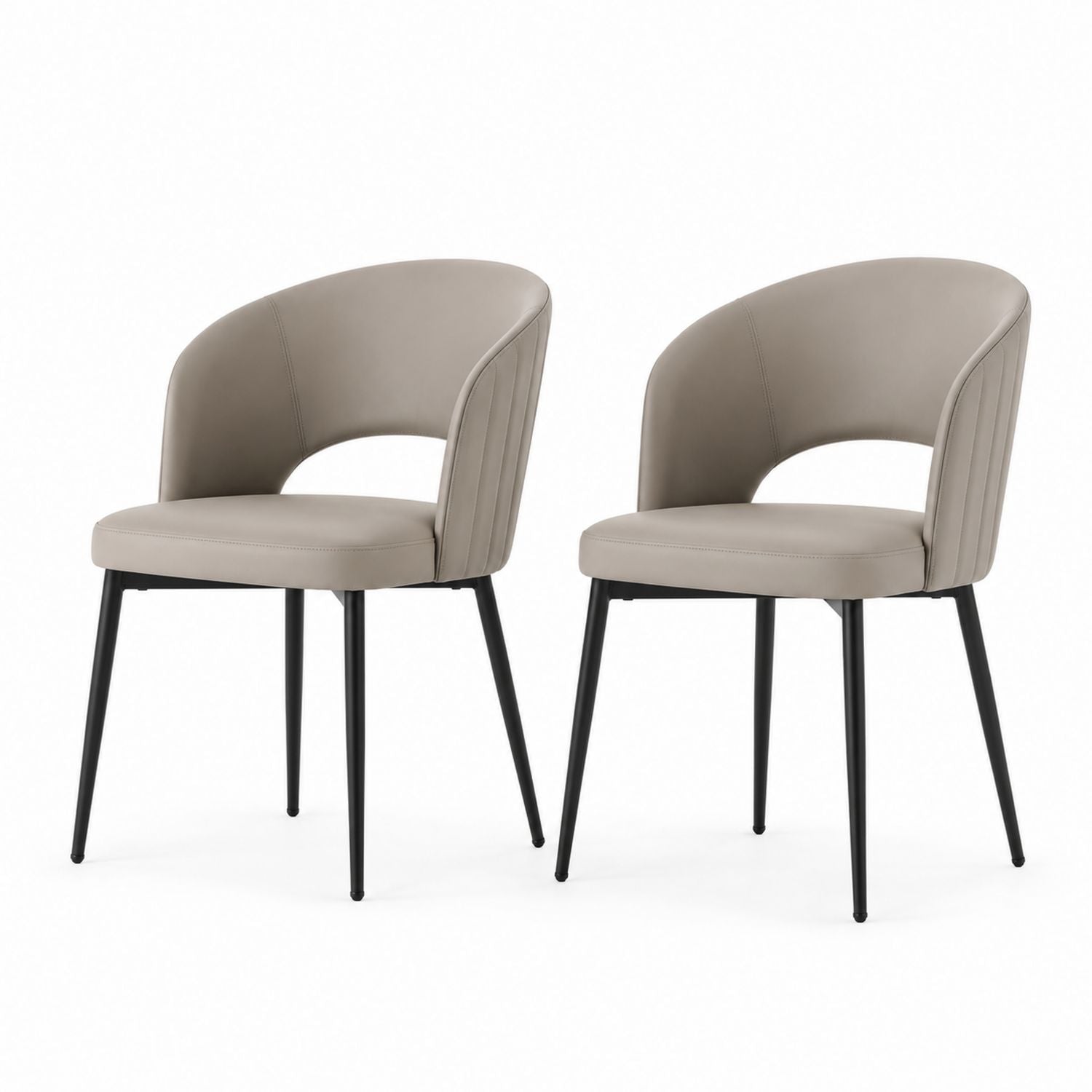 Set of 2 Faux Leather Dining Chairs with Metal Legs in Taupe
