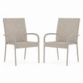 Set of 2 Outdoor Wicker Armchairs with Steel Frame