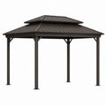 Outdoor Steel Gazebo Brown 3.6m x 3m