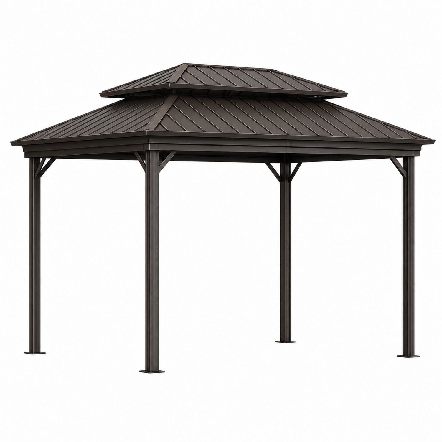 Outdoor Steel Gazebo Brown 3.6m x 3m