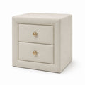 Fabric Upholstered Nightstand with 2 Drawers Beige 60cm x 45cm x 40cm