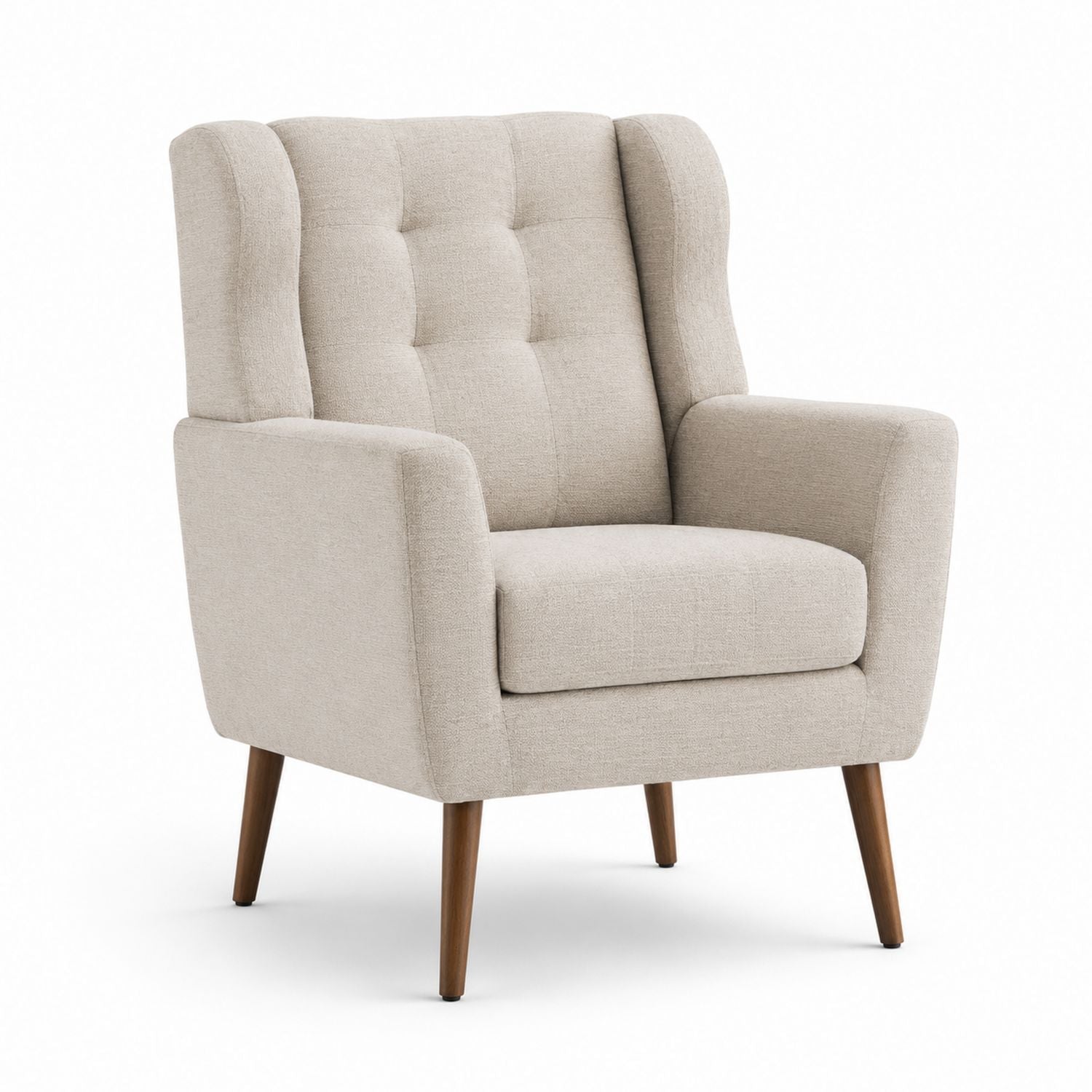 Polyester Fabric Armchair with Wooden Legs