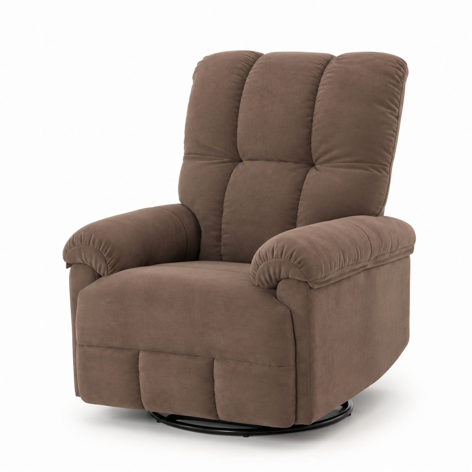 Brown Microfiber Swivel Recliner Chair with High-resilience Foam Cushion