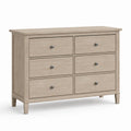 Solid Oak Six-Drawer Dresser Light Brown 120cm x 40cm x 75cm