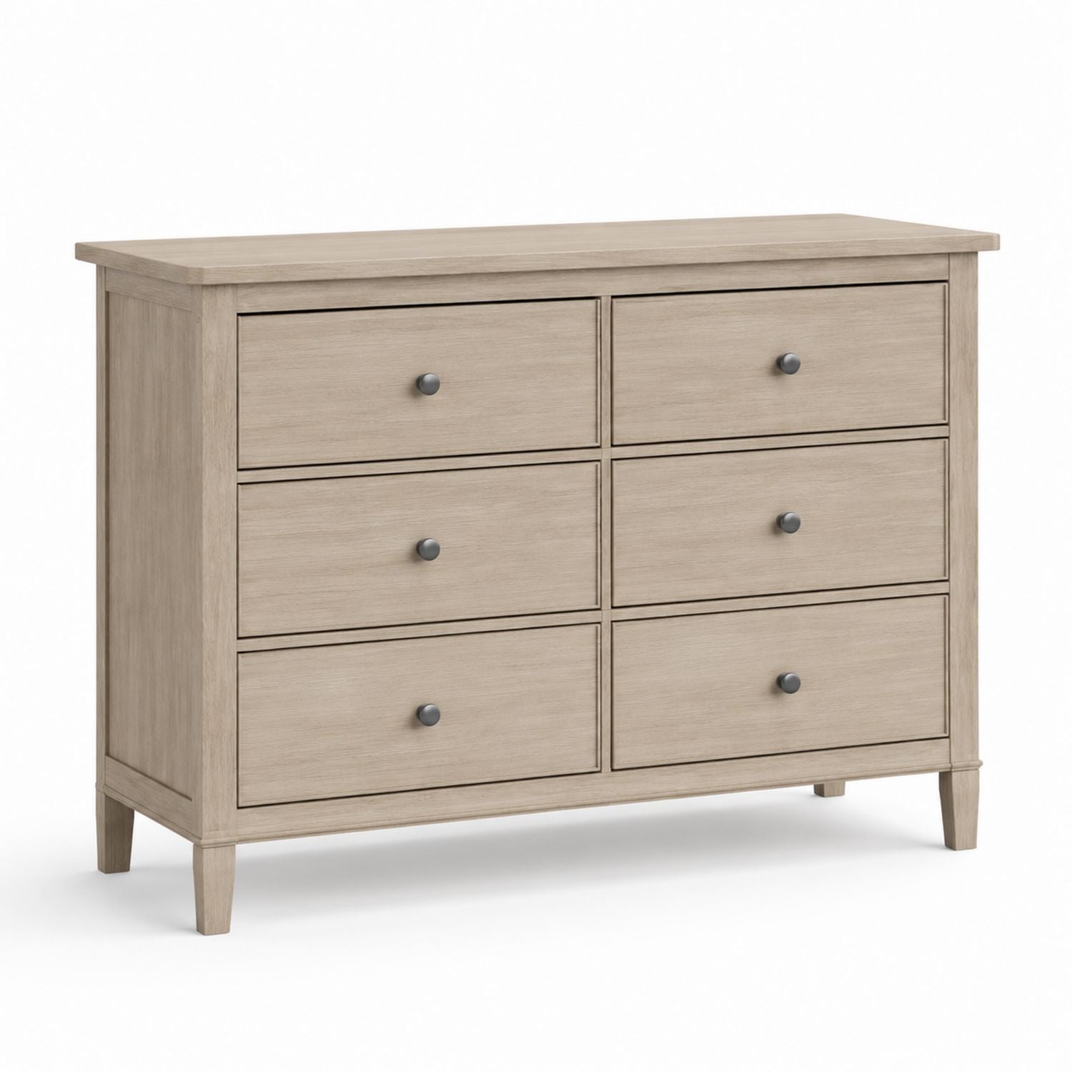 Solid Oak Six-Drawer Dresser Light Brown 120cm x 40cm x 75cm