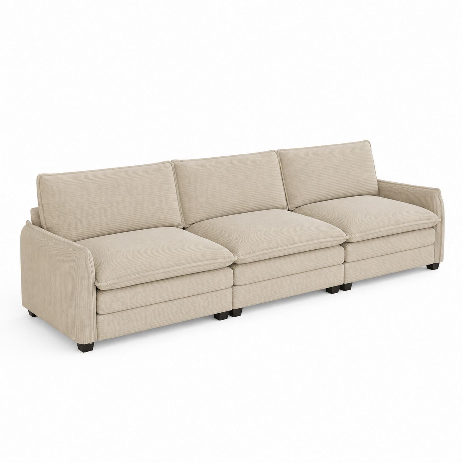 Beige Fabric 3-Seater Sofa