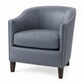Armchair Faux Leather Gray with Nailhead Detail 29.5 inches Height
