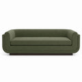 Green Upholstered Fabric Sofa with Wooden Base 85in