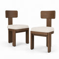 Set of 2 Solid Wood Dining Chairs with Fabric Cushions