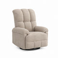 Recliner Chair Fabric Beige Swivel Base 98cm x 89cm x 102cm