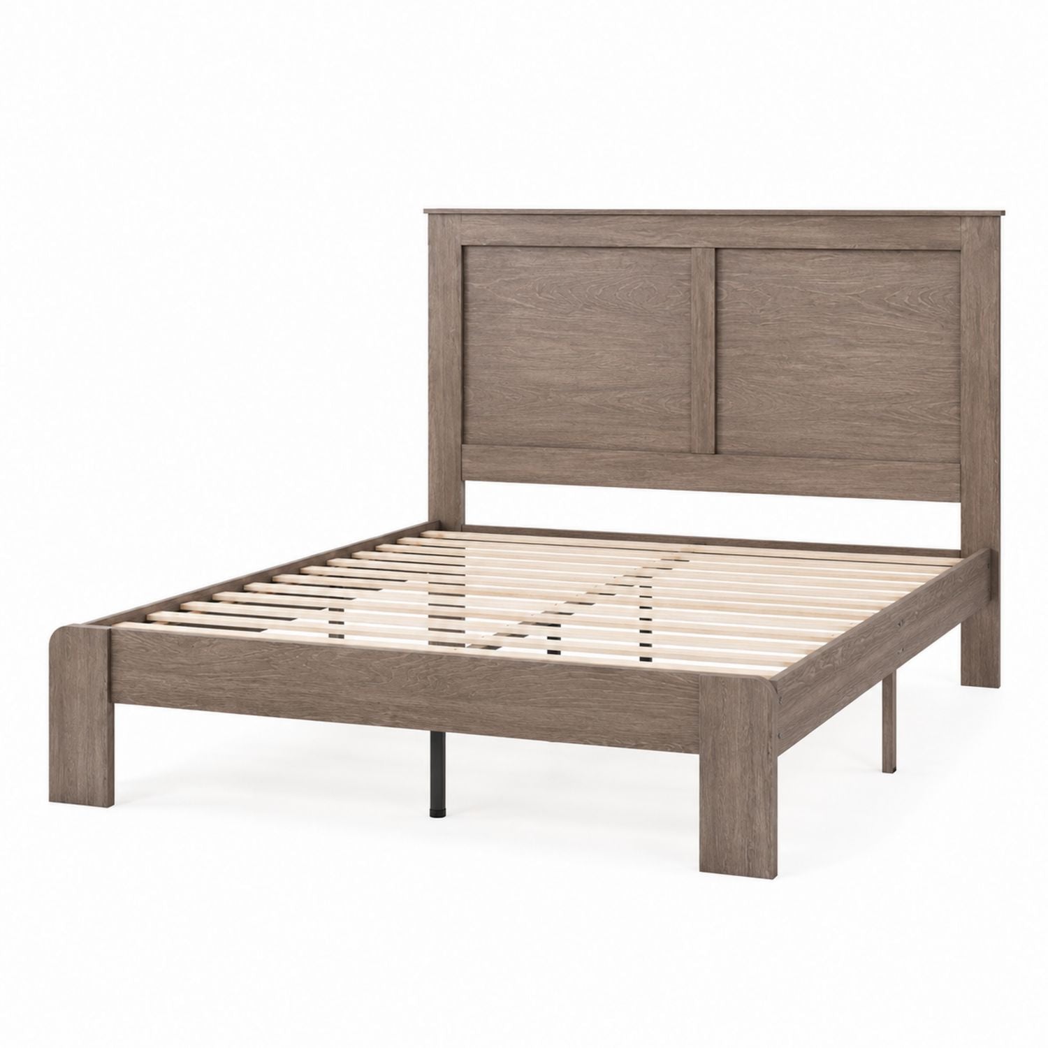 Wood Queen Bed Frame with Headboard Grey