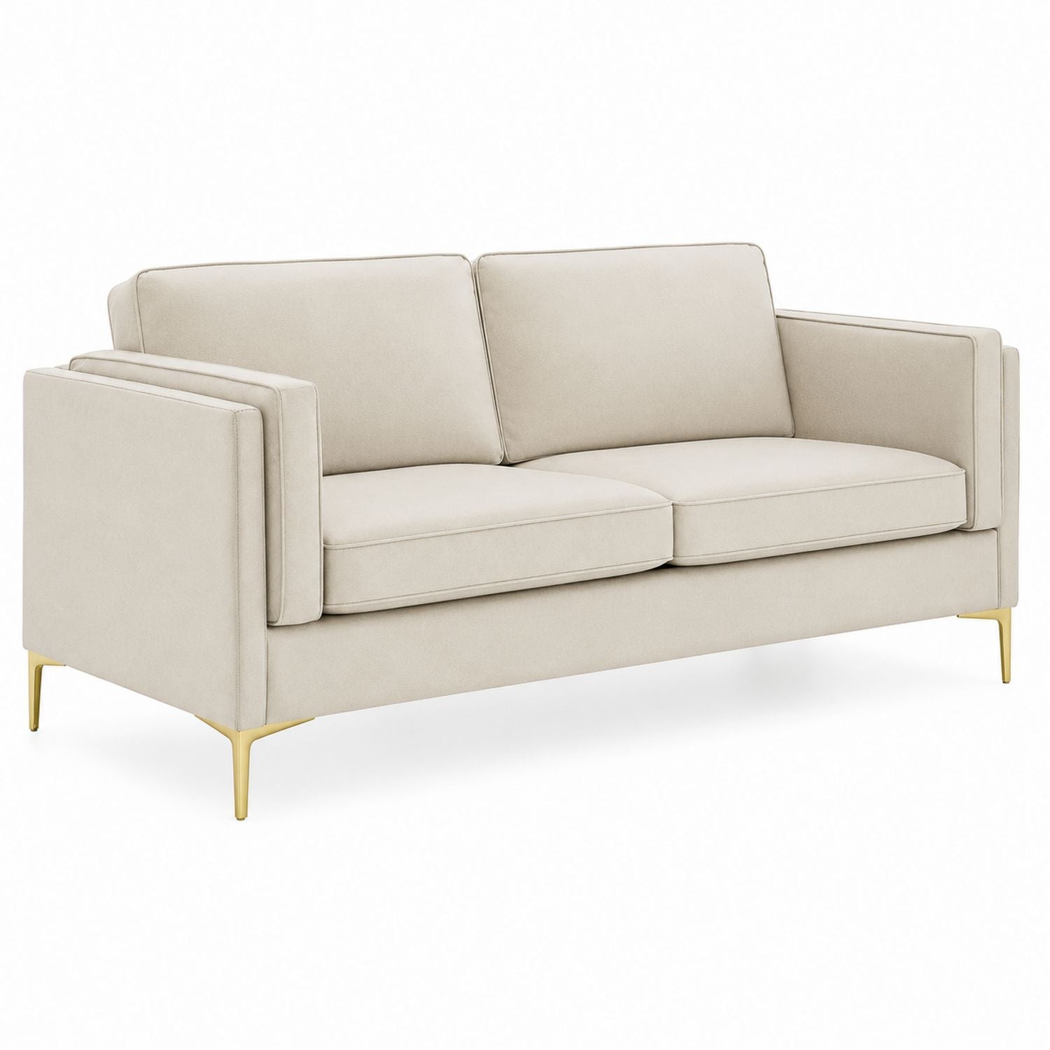 3-Seater Fabric Sofa with Metal Legs