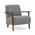 Gray Fabric Armchair with Walnut Wood Frame