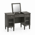 Wood Vanity Set with Mirror and Storage in Gray