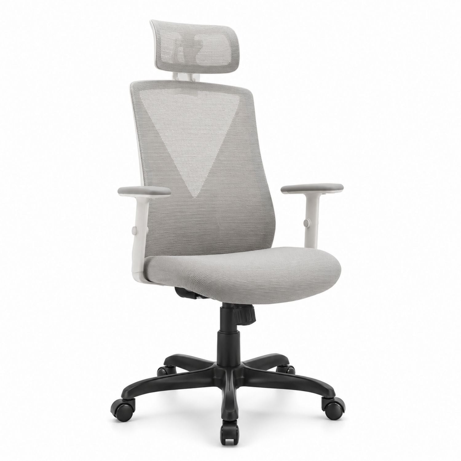 Ergonomic Mesh Office Chair with Adjustable Headrest and Armrests Gray