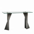 Tempered Glass Console Table with Stainless Steel Base