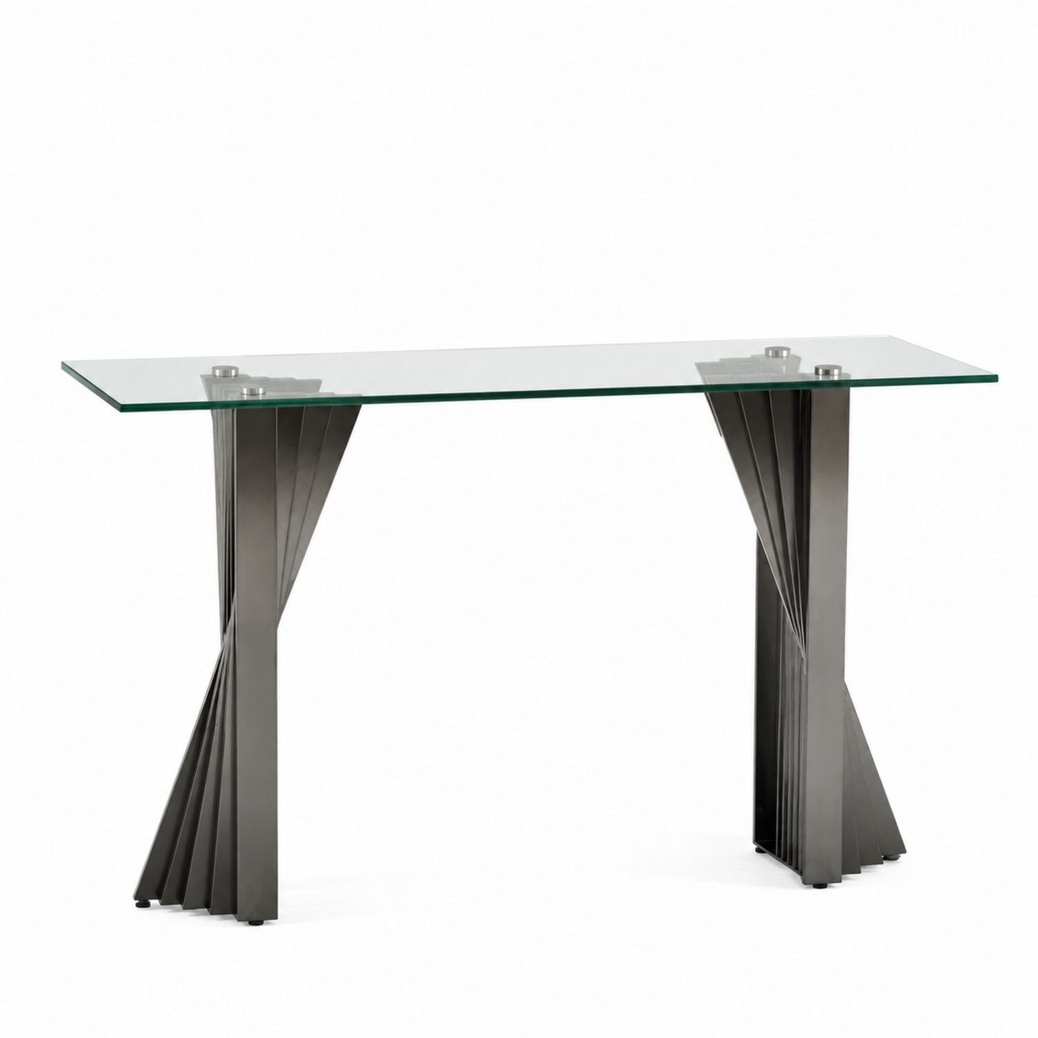 Tempered Glass Console Table with Stainless Steel Base