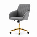Office Chair PU Leather Gray with Gold Metal Base