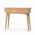 Solid Oak Console Table with Two Drawers, Natural Finish