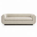 Beige Polyester Fabric Sofa with Curved Arms 220cm