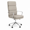 Office Chair High Back Synthetic Leather Beige Adjustable Swivel Chrome Base