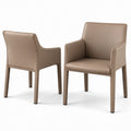 Set of 2 Faux Leather Dining Chairs Beige
